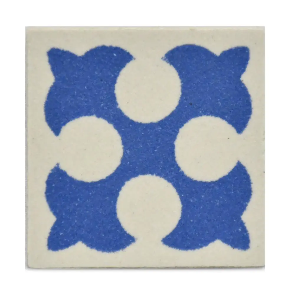 Mosaik Einleger Dekor Zahna E4057 Alt Dresden Flora blau creme 4x4 cm