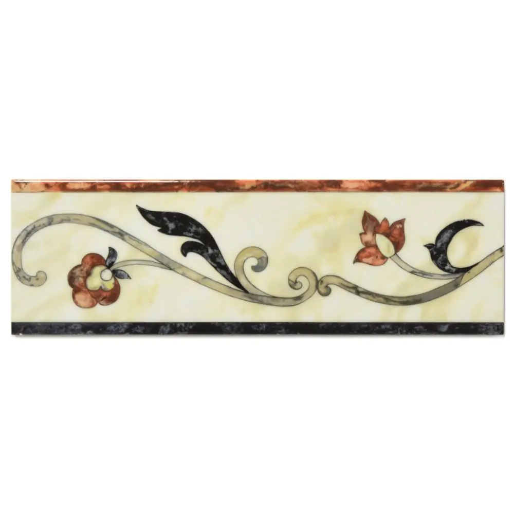 Bordüre Villeroy & Boch 1736 TL26 Palazzo Vecchio rot creme schwarz 10x32 cm I.Sorte